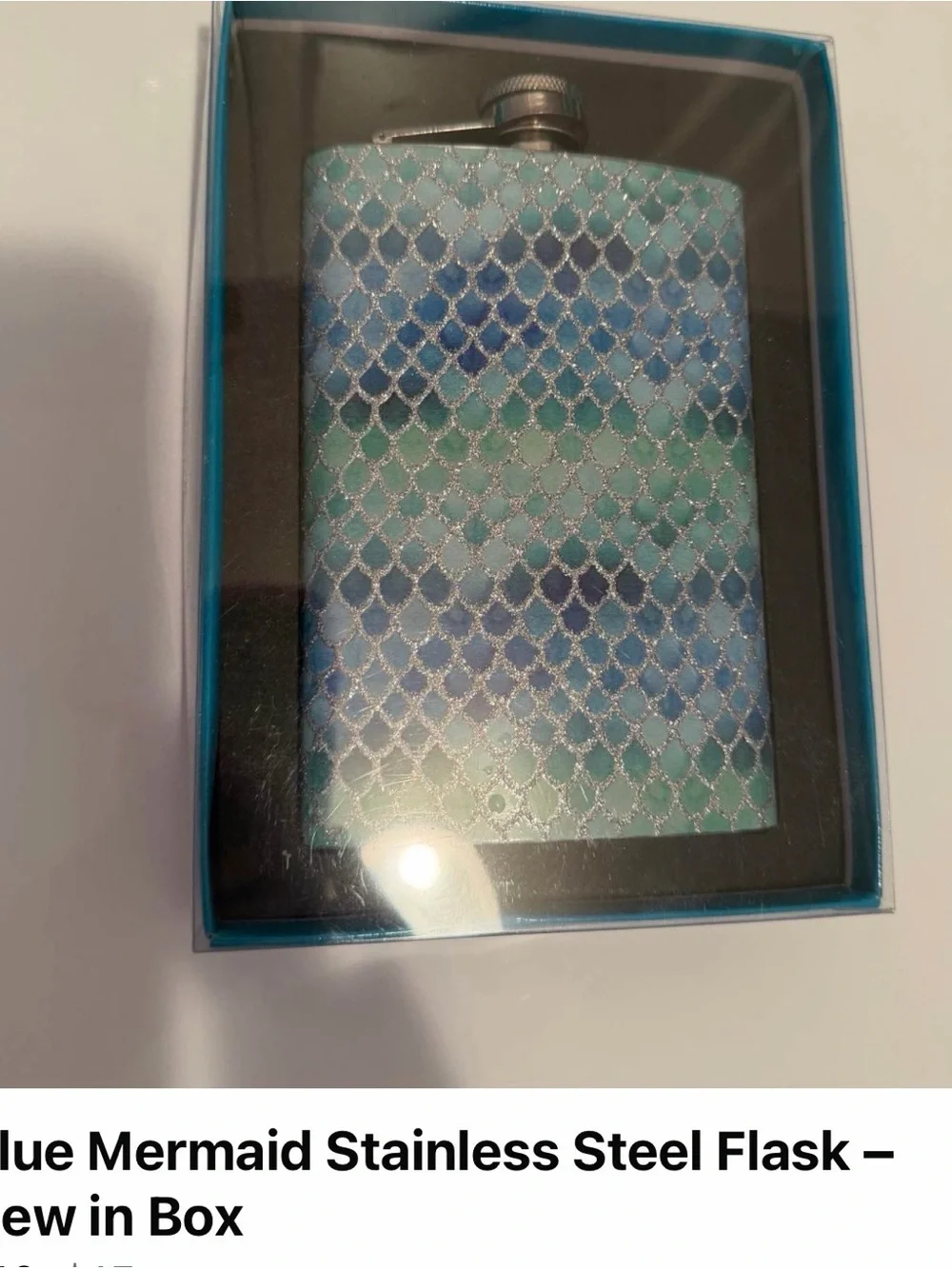 Blue Green Mermaid-Scale Stainless Steel Flask